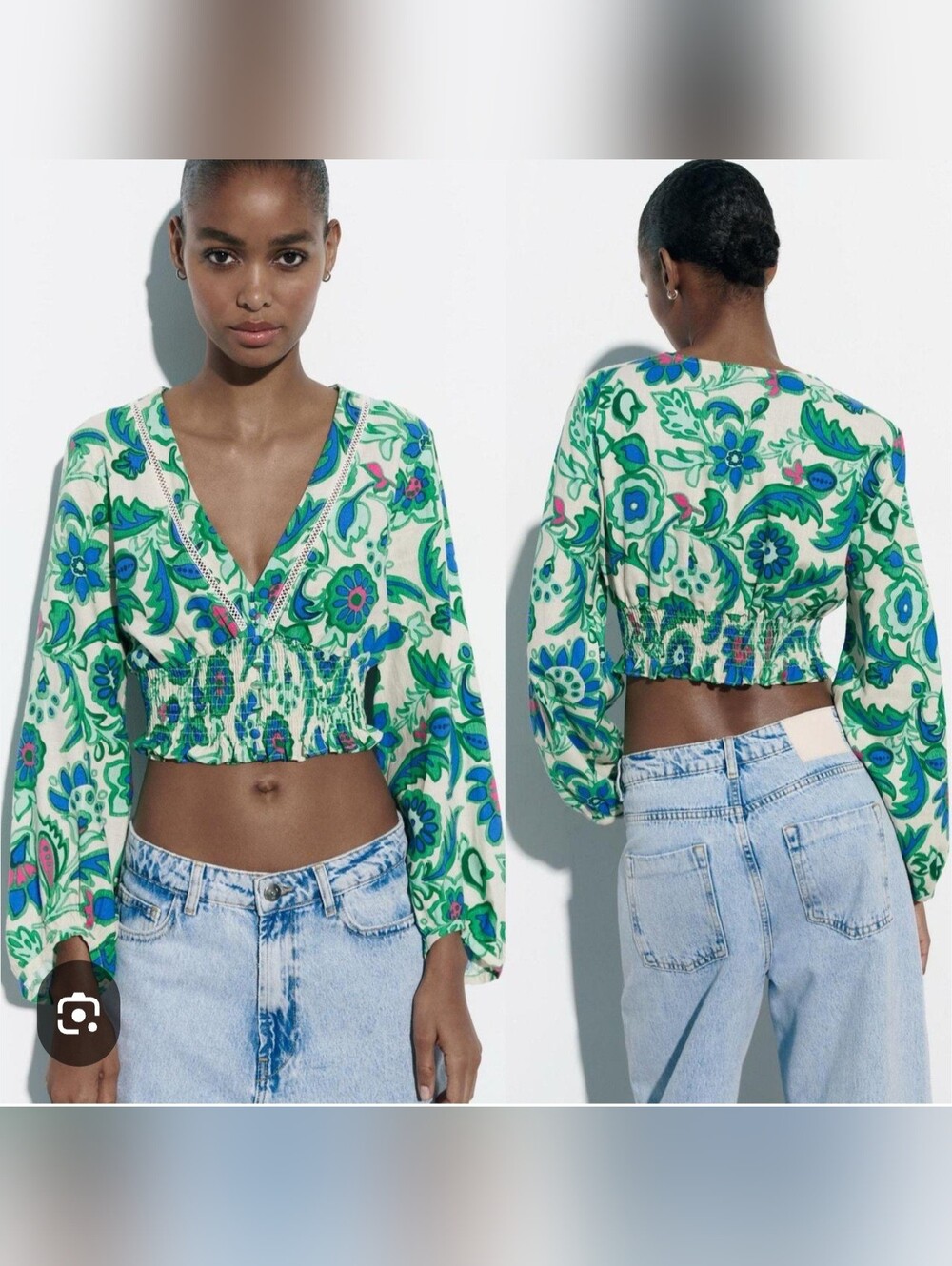 Zara Floral Cropped Top Sz XS